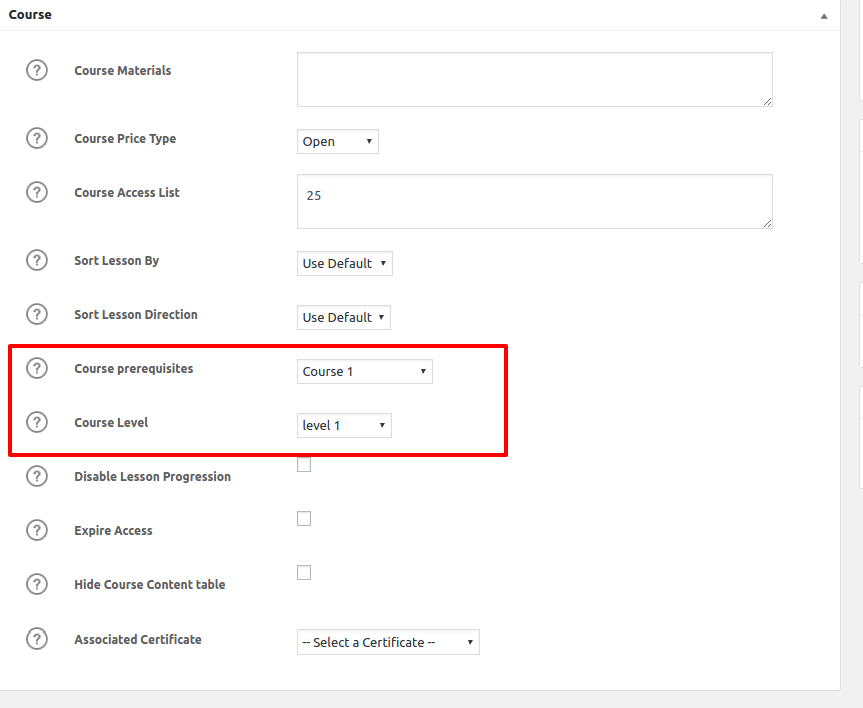 Setting Prerequisite Course in LearnDash